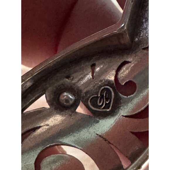 Brighton Silver Plated Hinged Bracelet With Engraved Swirl Design Clear Crystal - Picture 7 of 7